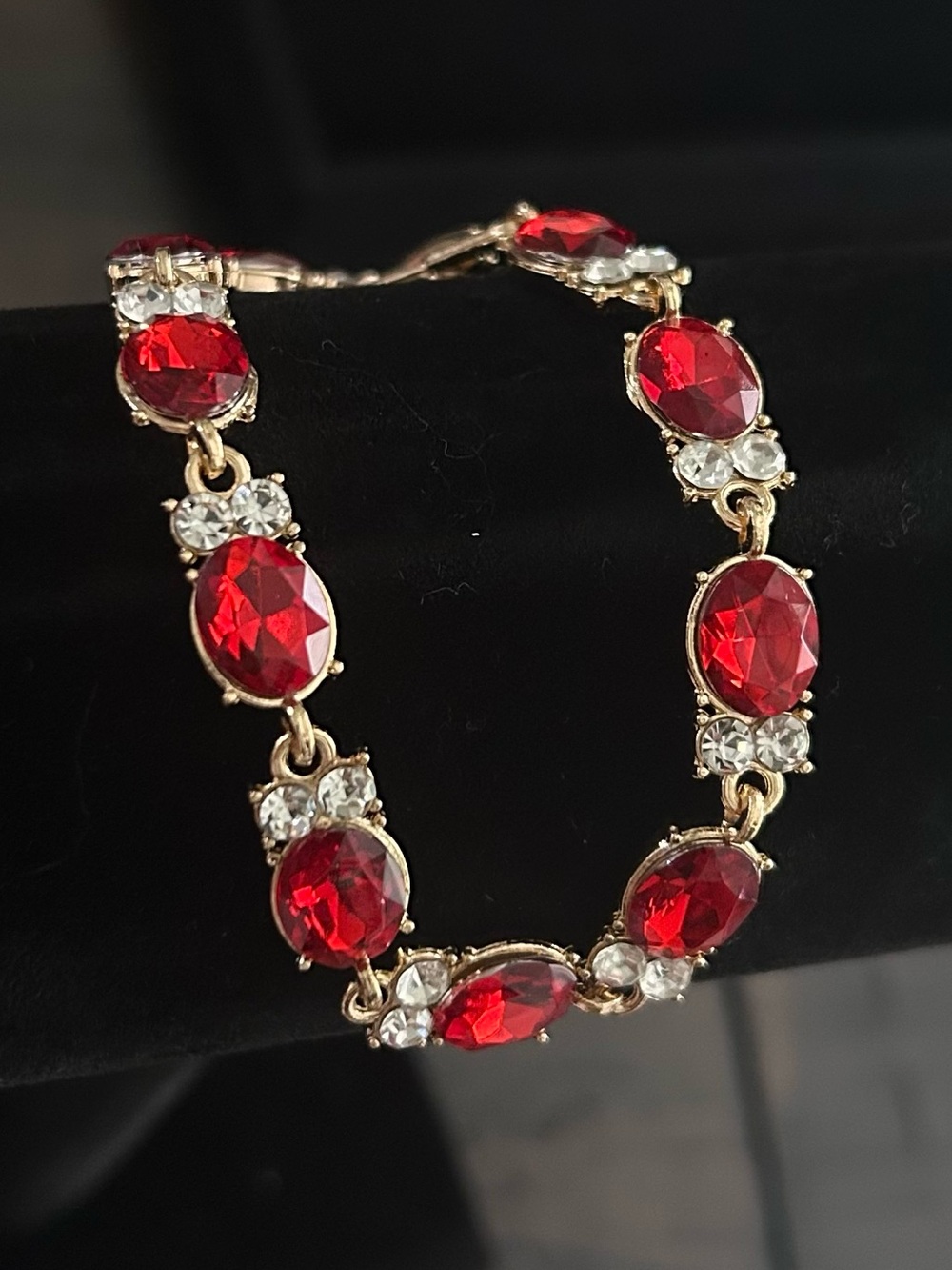 Gold-Tone Red gemstone Bracelet - Women Jewelry